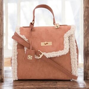 NWT Badgley Mischka Fur Border Satchel